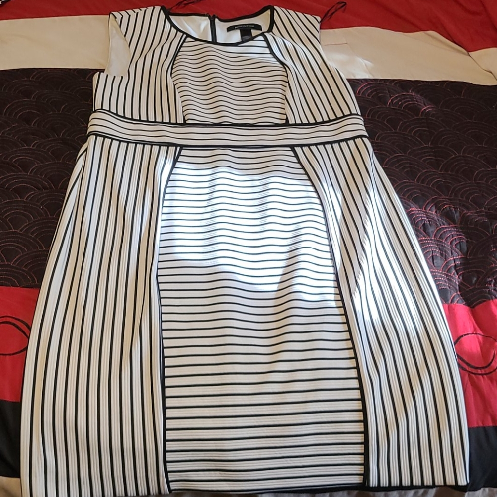 Black and white sleeveless dress